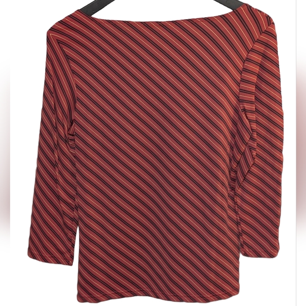 NWT The Limited Stretch Collection Diagonal Striped 3/4 Sleeve Top - Picture 2 of 9
